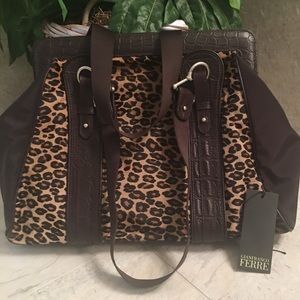 Gianfranco Ferre Handbag. Calf Hair & Leather Trim